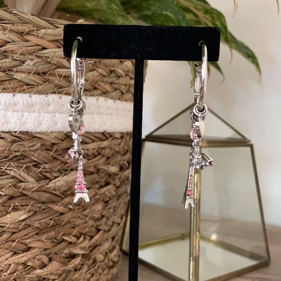 Hoop earrings with robot heart paris charms - Picture 3 of 5